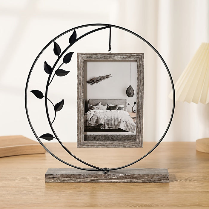 NNETM Classic Round Metal Photo Frame – Gold Decorative Picture Frame